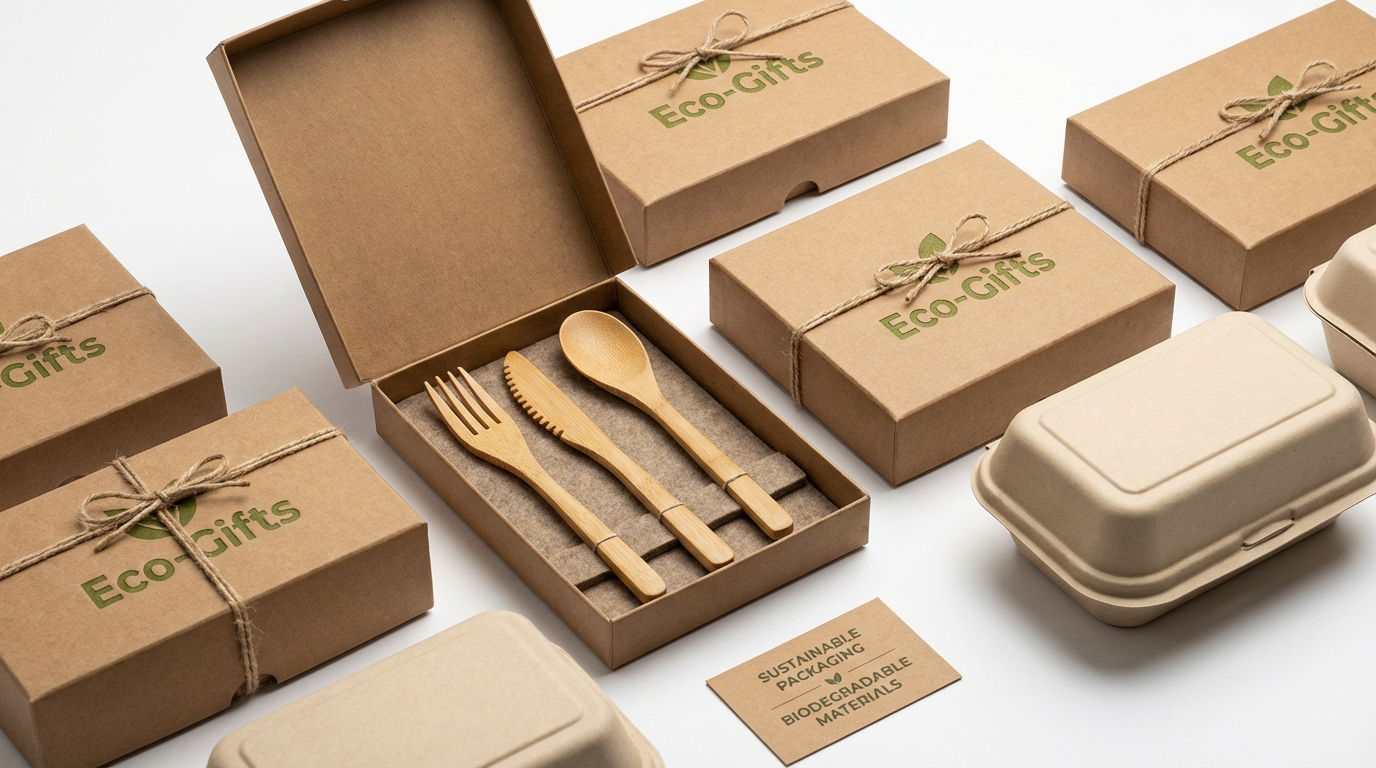Sustainable packaging materials and eco-friendly gift boxes for corporate cutlery