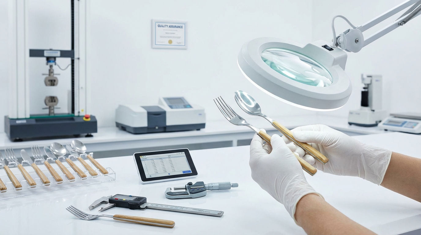 Quality control laboratory testing eco-friendly cutlery products